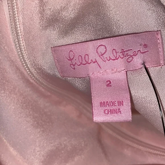 Pearl Shift Dress Paradise Tint Pink Halter Gold Lace - Picture 7 of 7